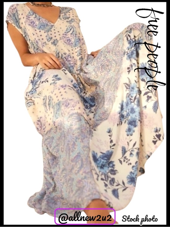 Free People Dresses & Skirts - Free People Desert Flower Blue Combo Patchwork Maxi Dress